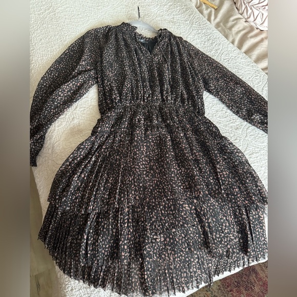 Reset Black Long Sleeve  Dress with abstract pink/gray design Size L - Picture 1 of 12